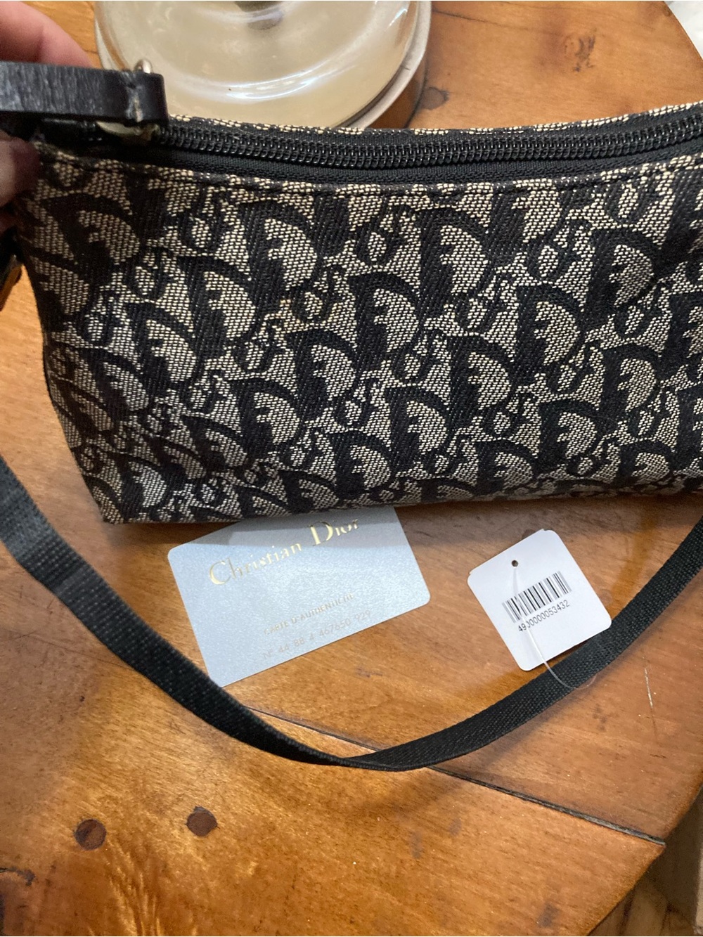 Dior Black and Beige Monogram Jacquard Shoulder Bag - Picture 2 of 11